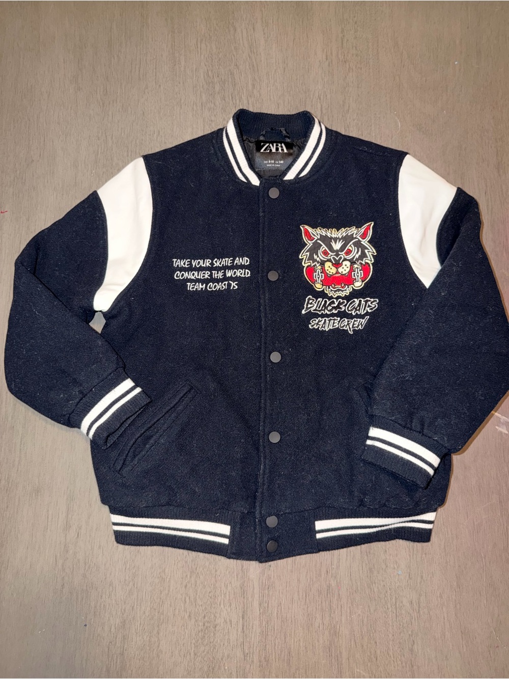 Zara black and White Varsity Jacket with Patch